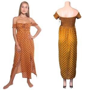 ULUWATU Polkadot High Slit Maxi  Dress SZ M $49